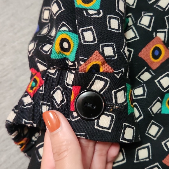 RARE!! Vintage 80's Funky Print Matching Midi Maxi Skirt & Button Up Blouse Set - Picture 17 of 17